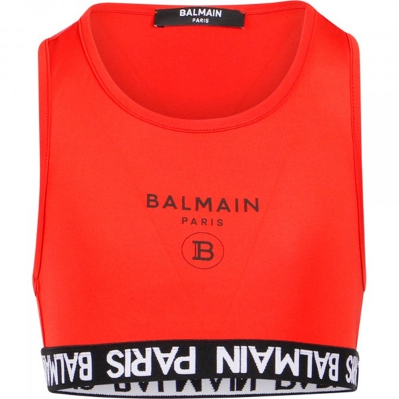 Balmain Other - Balmain Kids Graphic Logo Print Scoop Neck Crop Top Size 16